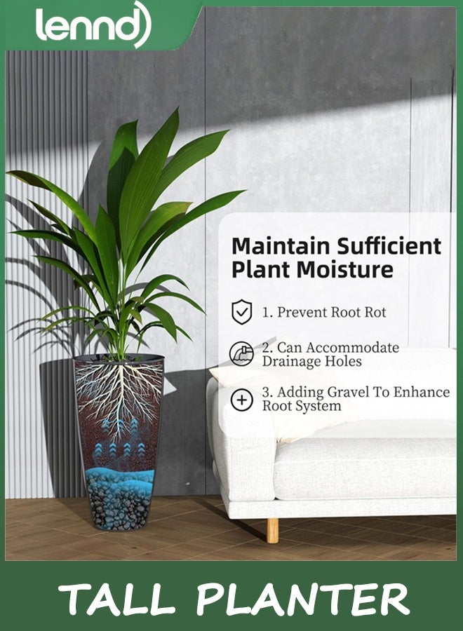 لينند 53cm الزراعة الطويلة للنباتات في الهواء الطلق مجموعة من 2,الزراعة في الهواء الطلق للشرفة الأمامية,أواني كبيرة للنباتات في الهواء الطلق الداخلي,الزراعة الزرقاء أواني الزهور (الأزرق) - Image 5